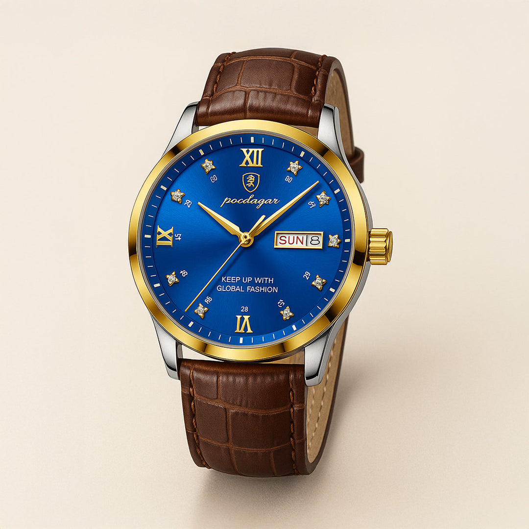Mens Classic Watch with Leather Strap Style