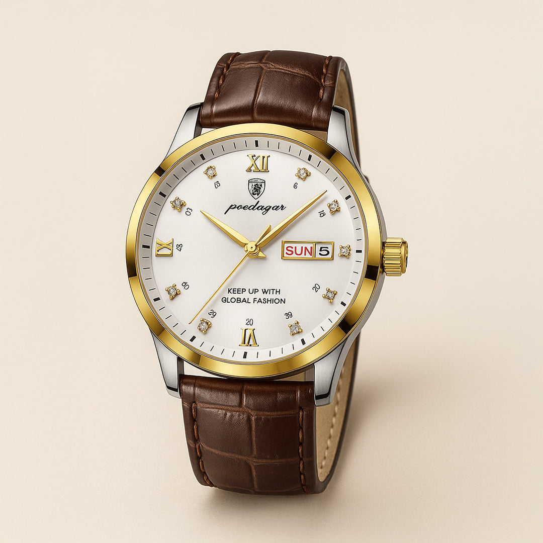 Mens Classic Watch with Leather Strap Style