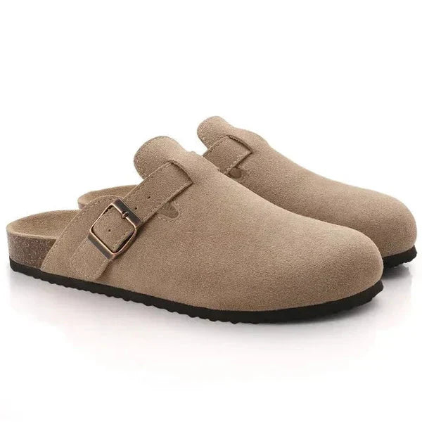 Mens Leather Slip-On Shoes Comfortable Mule Clogs - BritishMode