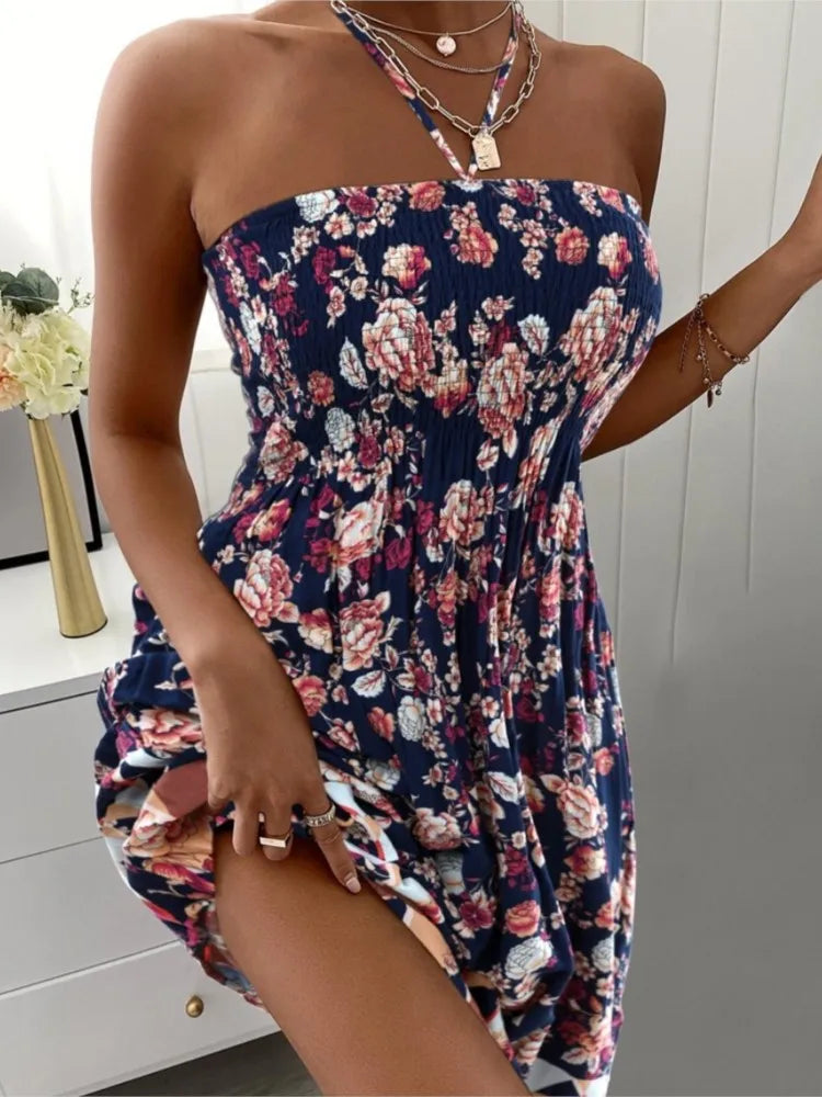 Womens Bohemian Mini Dress Lightweight Summer