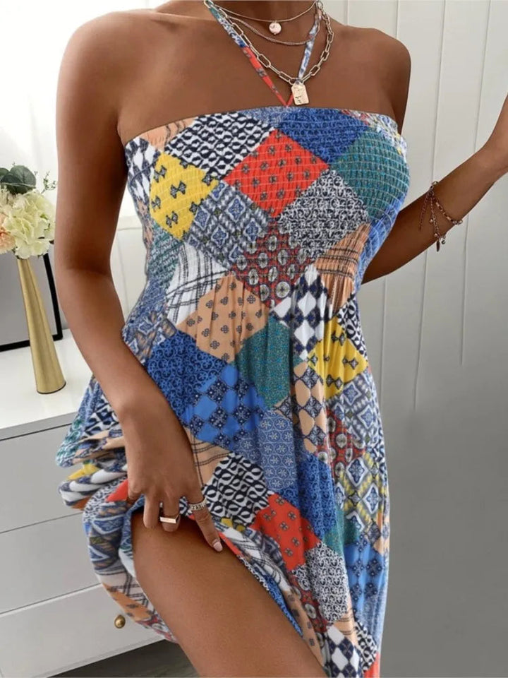 Womens Bohemian Mini Dress Lightweight Summer - BritishMode