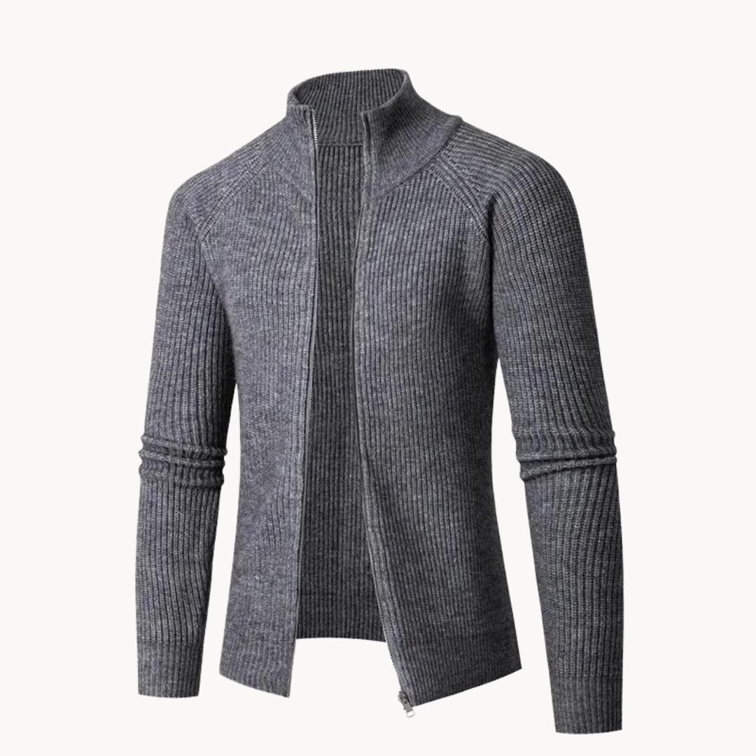 Unisex Knit Sweater with Front Zip Breathable Warm Fit