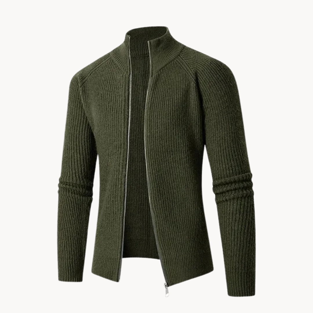 Unisex Knit Sweater with Front Zip Breathable Warm Fit
