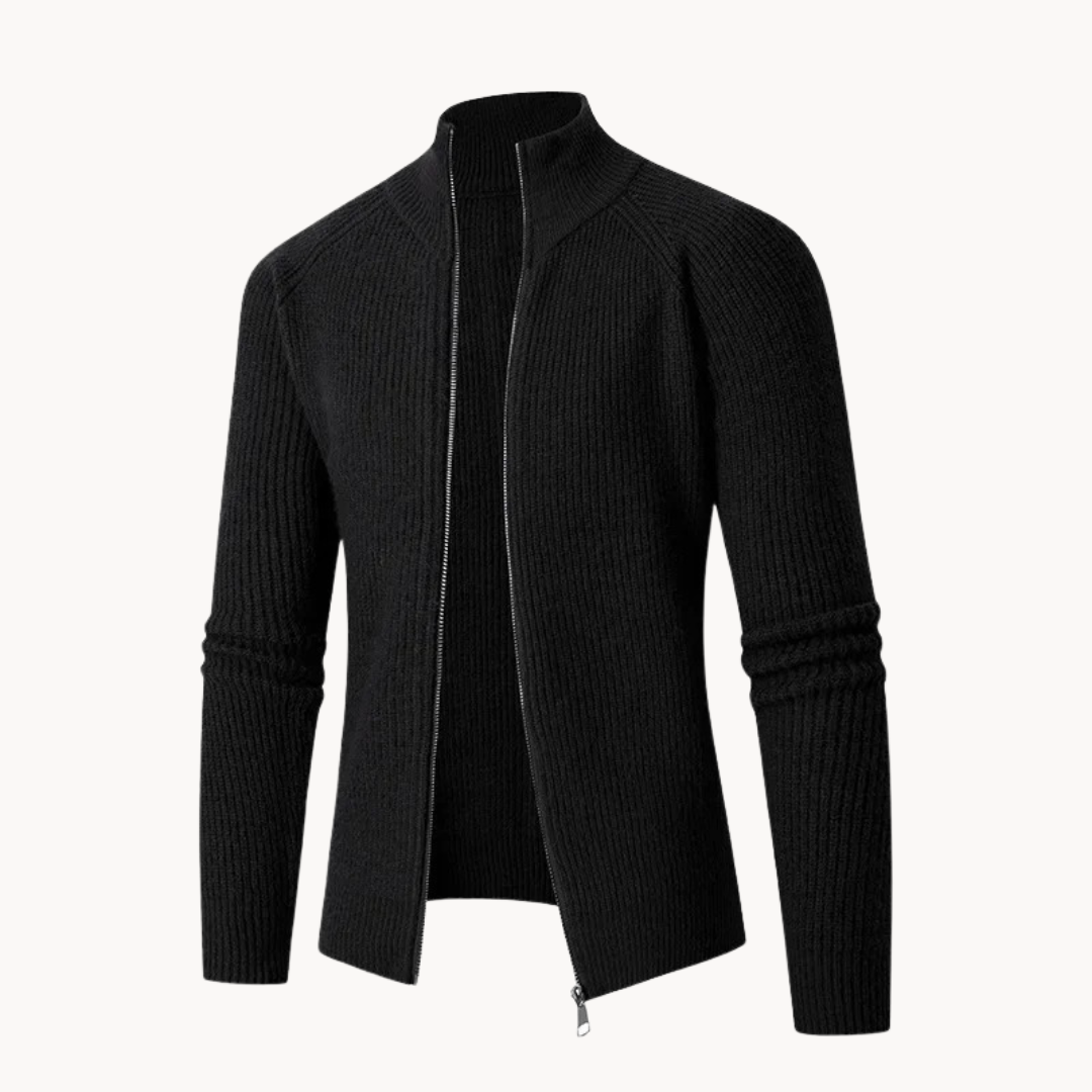 Unisex Knit Sweater with Front Zip Breathable Warm Fit