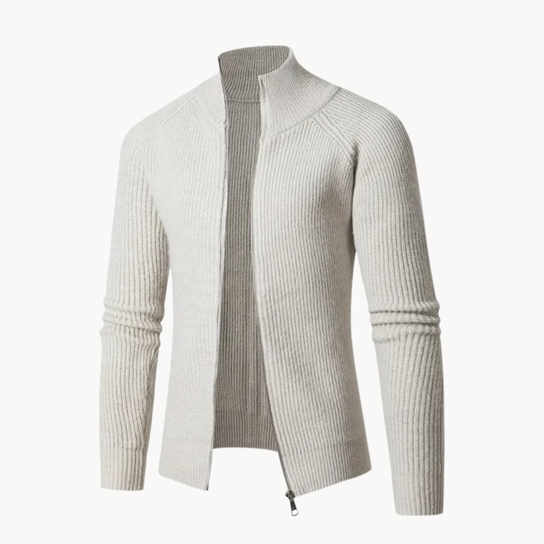 Unisex Knit Sweater with Front Zip Breathable Warm Fit - BritishMode