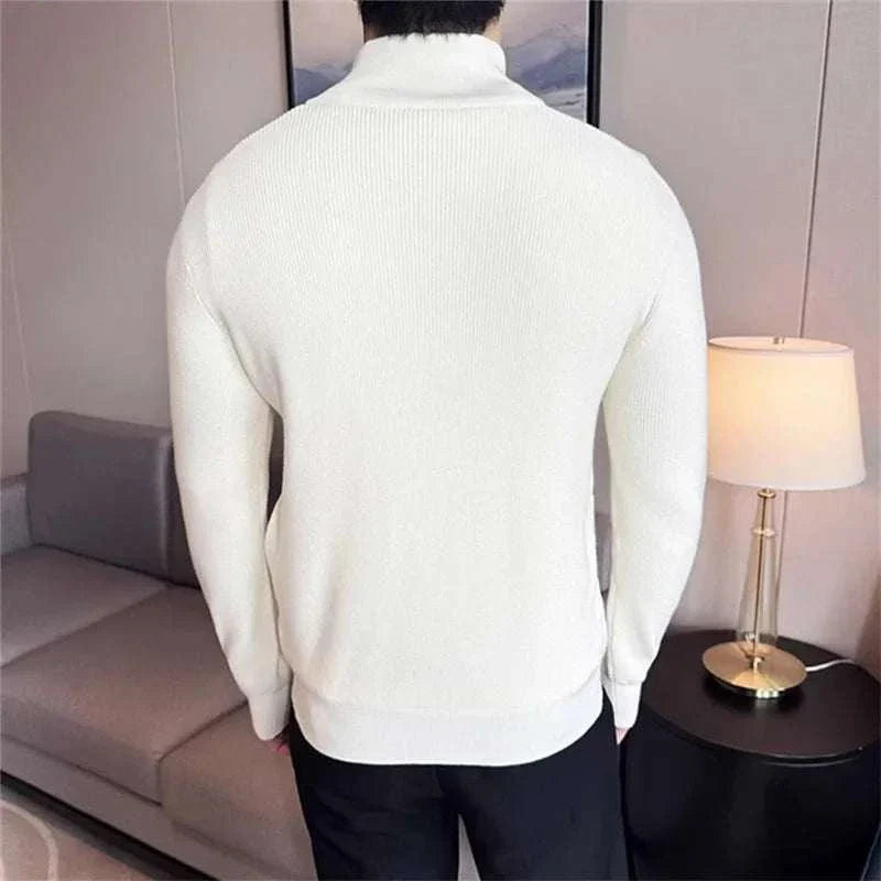 Unisex Knit-Blend Sweater Zip Front Flexible Fit