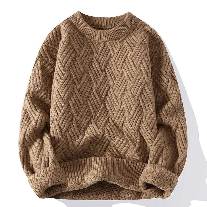 Mens Sweater Chunky Basketweave Knit Fit