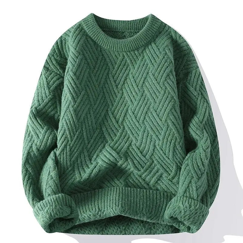 Mens Crew Neck Sweater Patterned Classic Fit