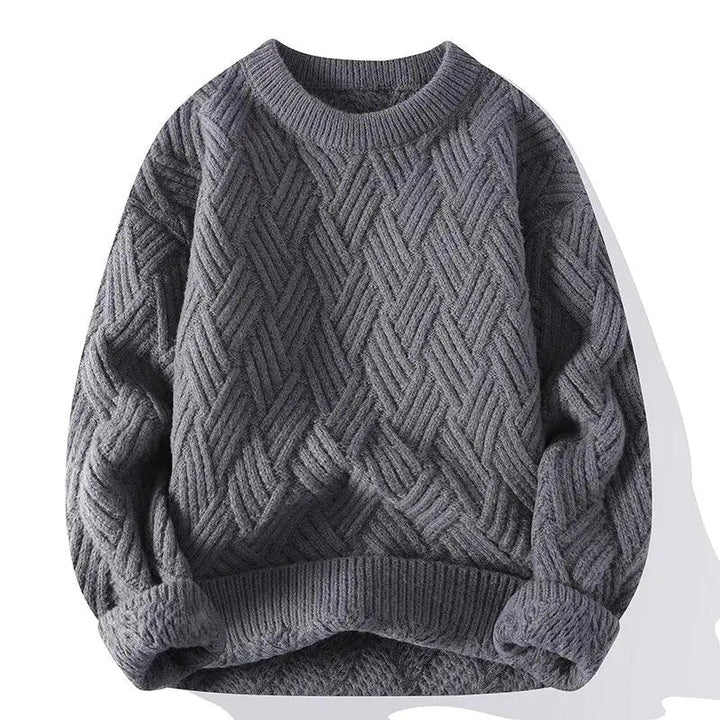 Mens Crew Neck Sweater Patterned Classic Fit - BritishMode