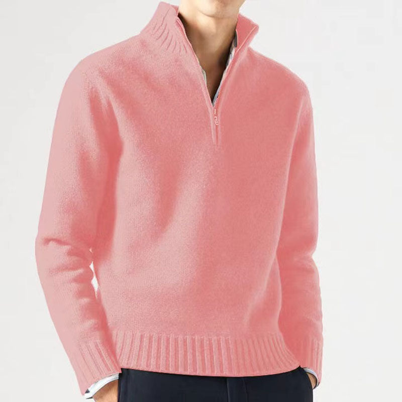 Mens Quarter Zip Sweater Wool Blend Cozy Fit