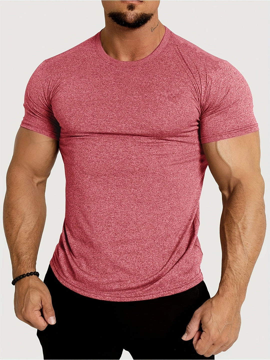 Mens T-Shirt Polyester Blend Slim Fit Flexible