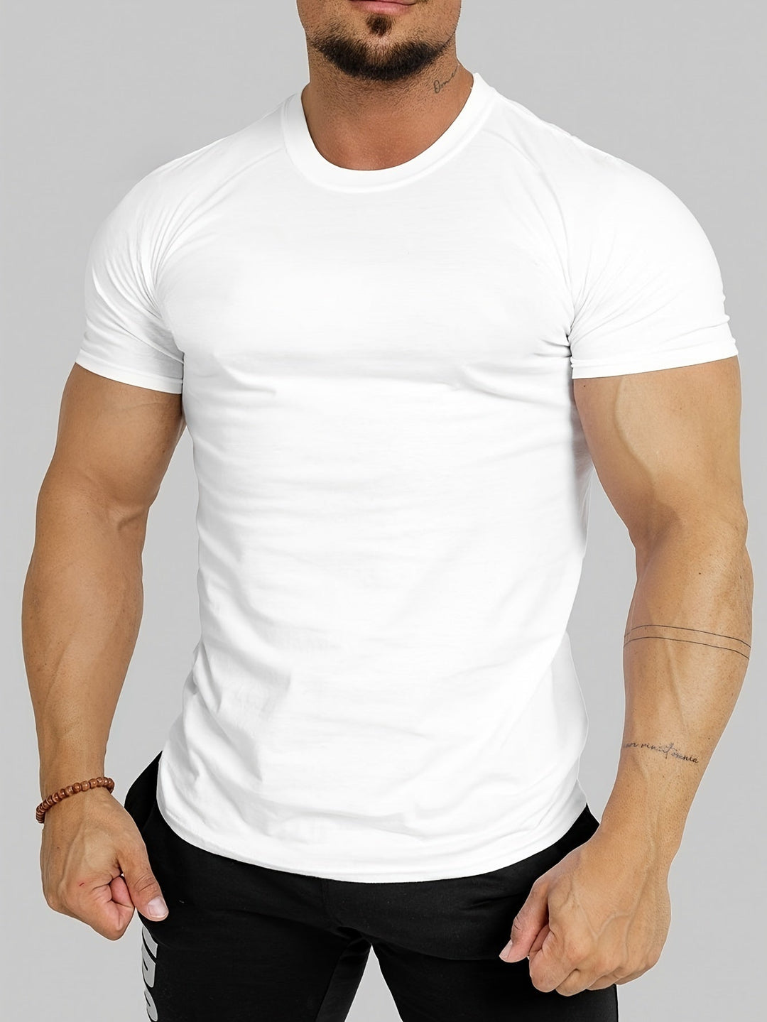 Mens T-Shirt Polyester Blend Slim Fit Flexible