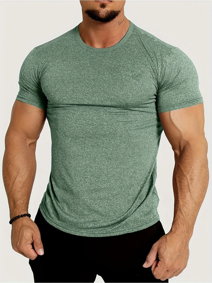 Mens T-Shirt Polyester Blend Slim Fit Flexible