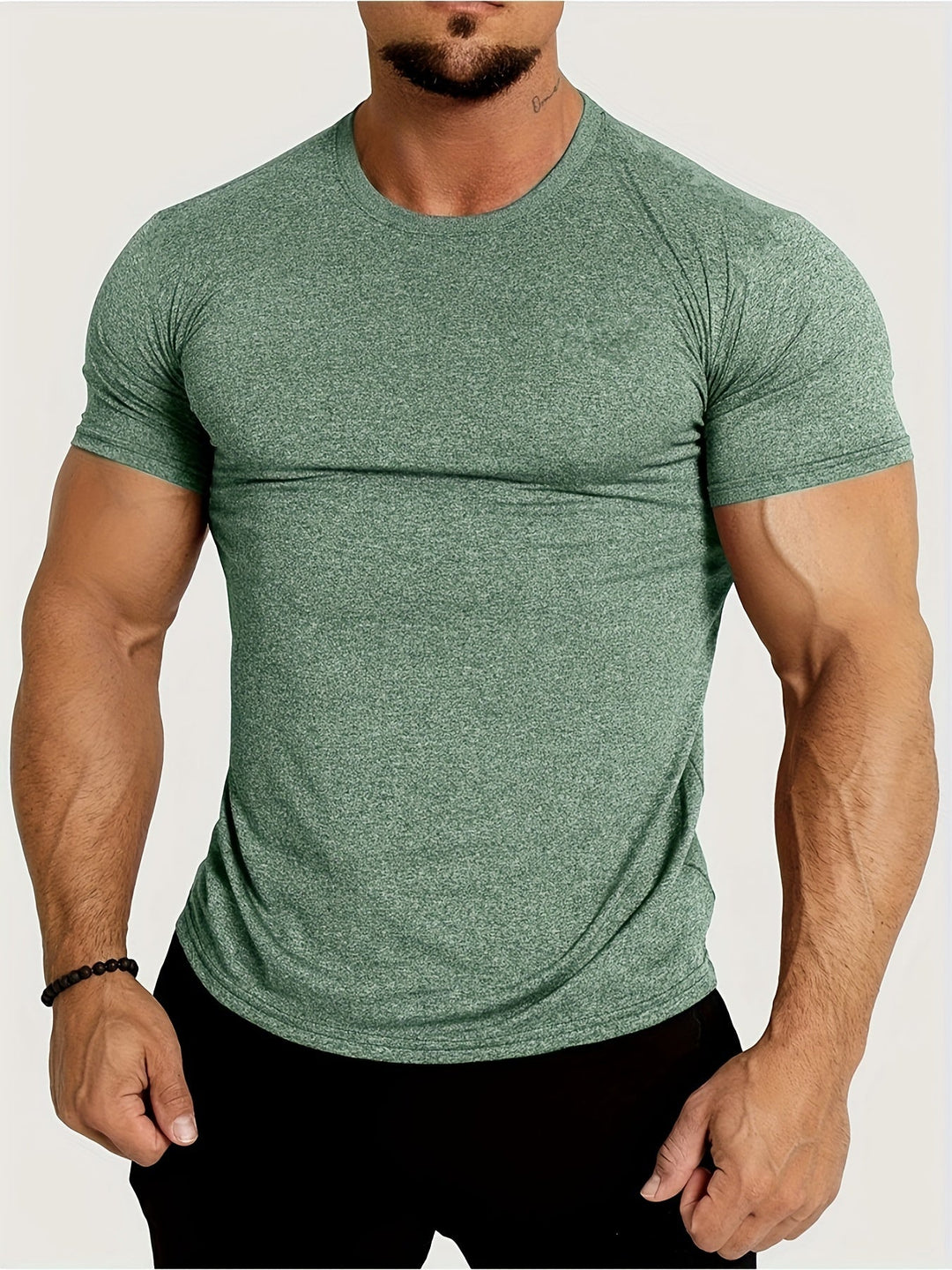 Mens T-Shirt Polyester Blend Slim Fit Flexible