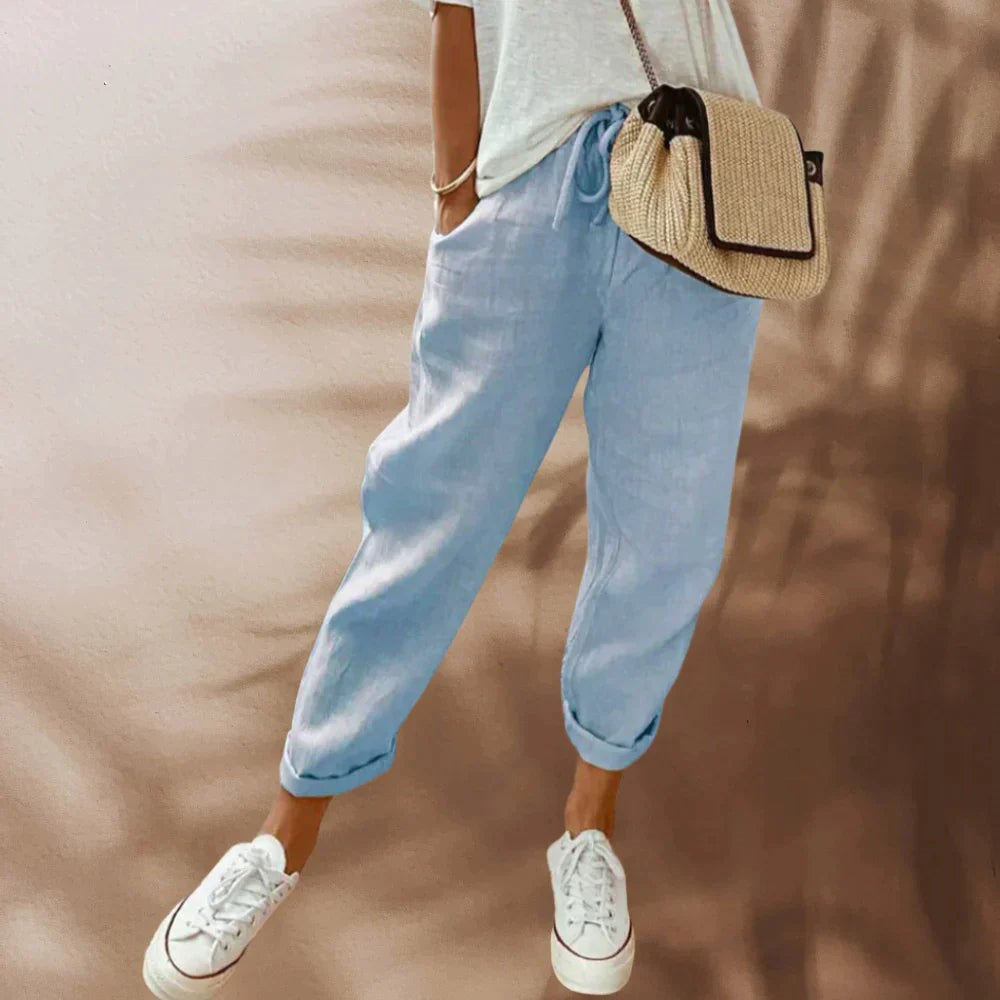 Womens Straight Leg Pants Comfortable Classic Fit - BritishMode
