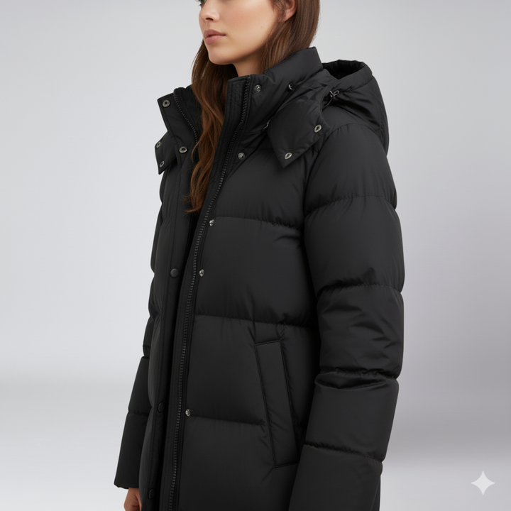 Womens Quilted Puffer Jacket Long Hooded Winter Outerwear