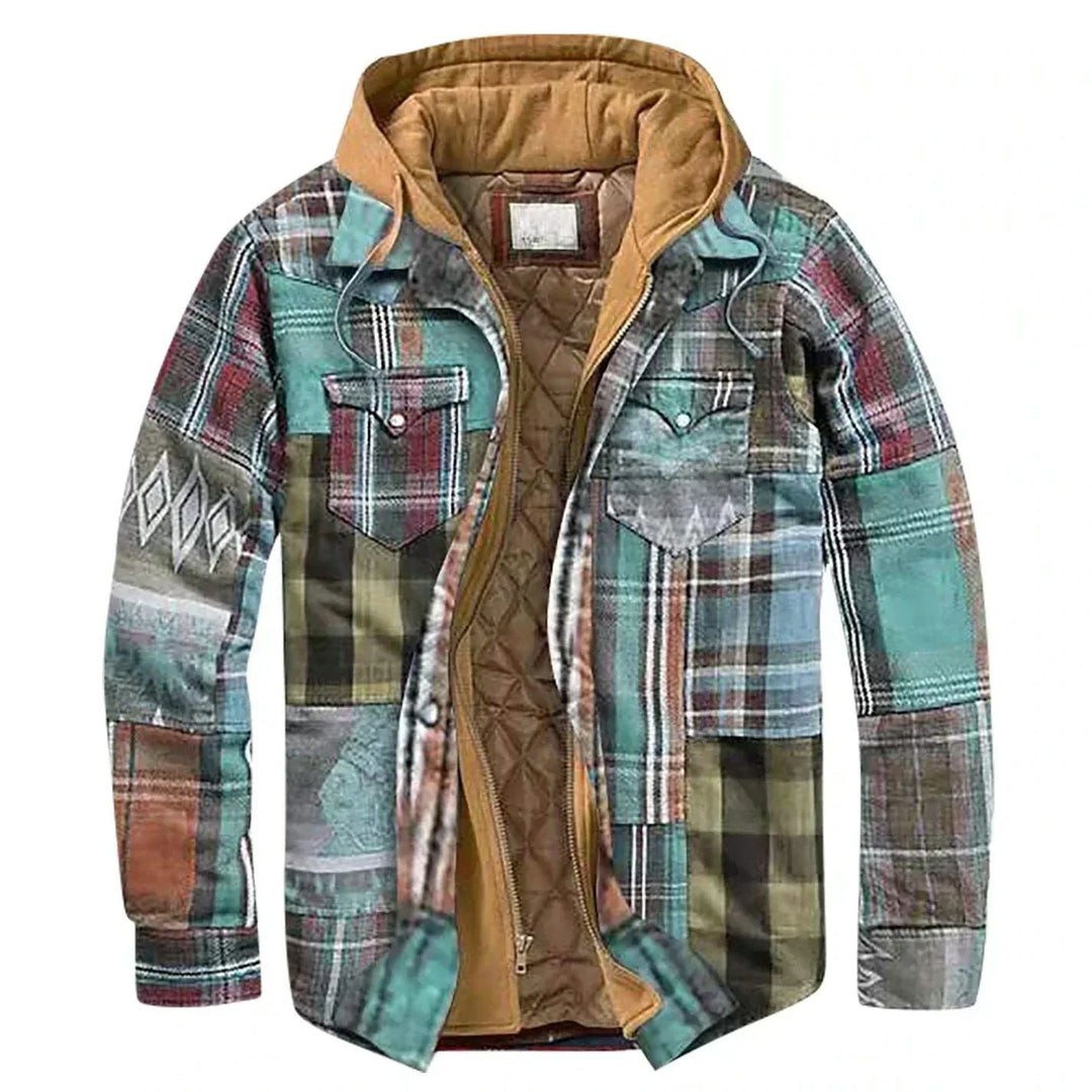 Mens Flannel Jacket with Hood Warm Insulated Fit