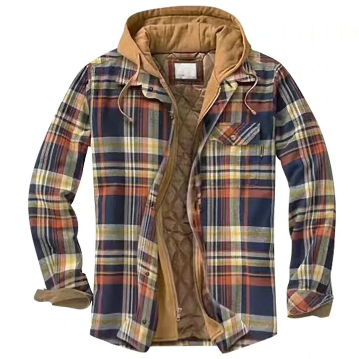 Mens Flannel Jacket with Hood Warm Insulated Fit