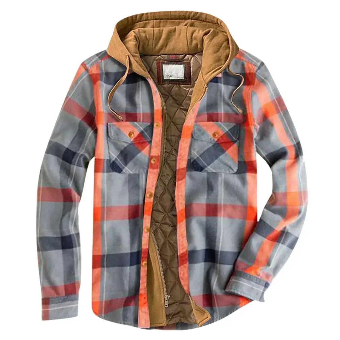 Mens Flannel Jacket with Hood Warm Insulated Fit