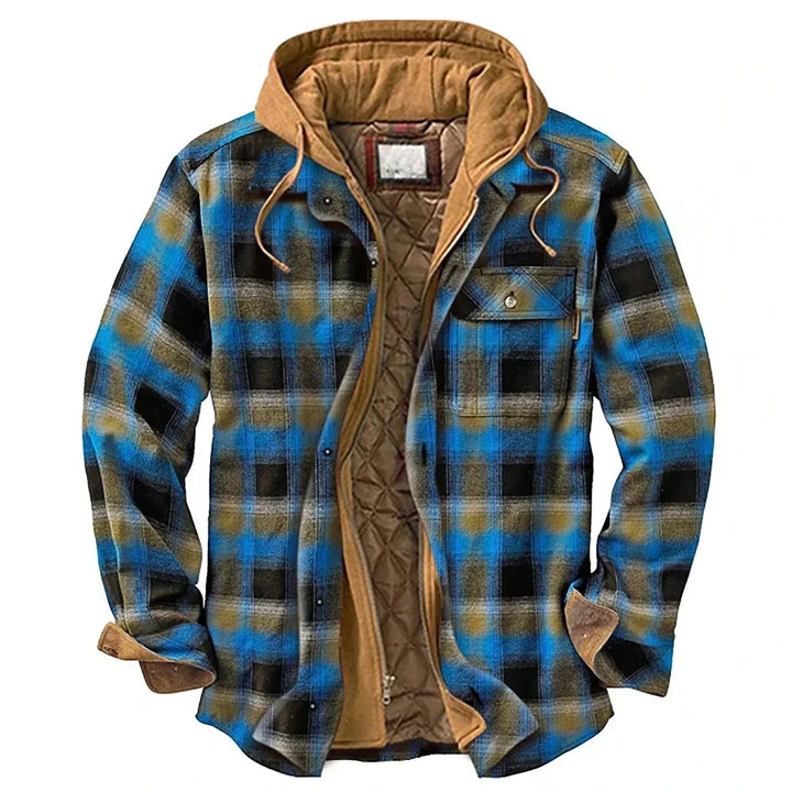 Mens Flannel Jacket with Hood Warm Insulated Fit