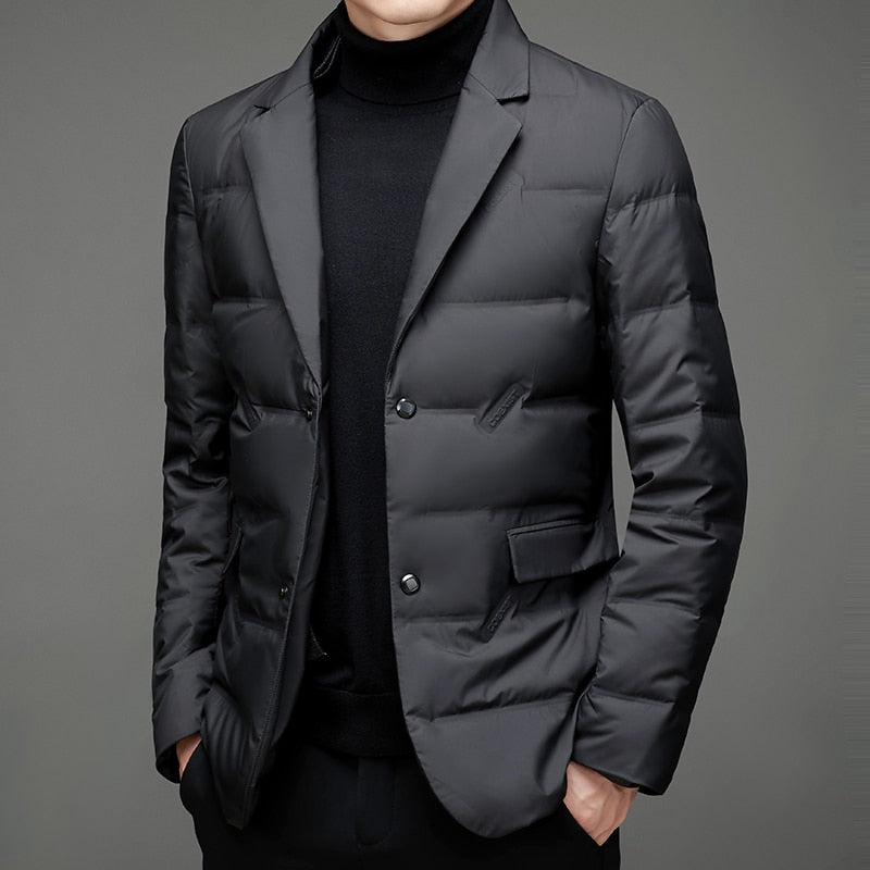 Mens Waterproof Puffer Blazer Jacket Tailored Fit