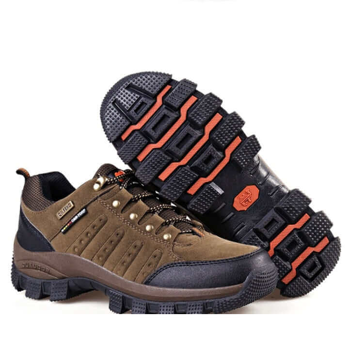 Mens Waterproof Leather Hiking Shoes Durable Fit