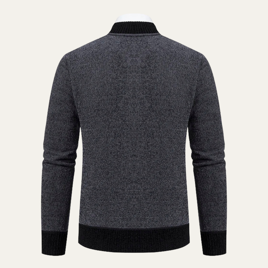 Mens Knit Zip Cardigan Embroidered Smart Fit