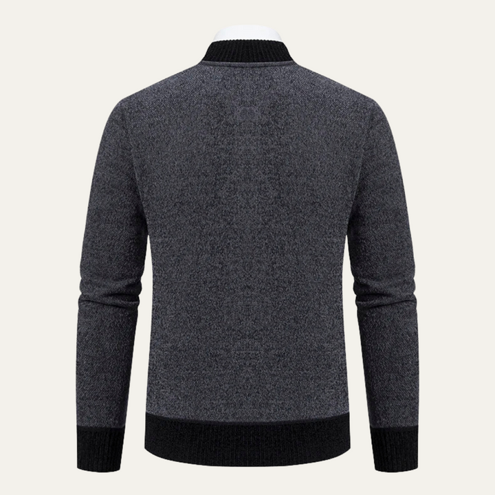 Mens Knit Zip Cardigan Embroidered Smart Fit