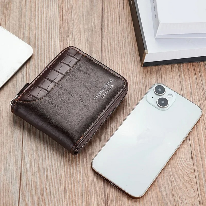 Mens Leather Coin Purse Wallet Compact Slim Design
