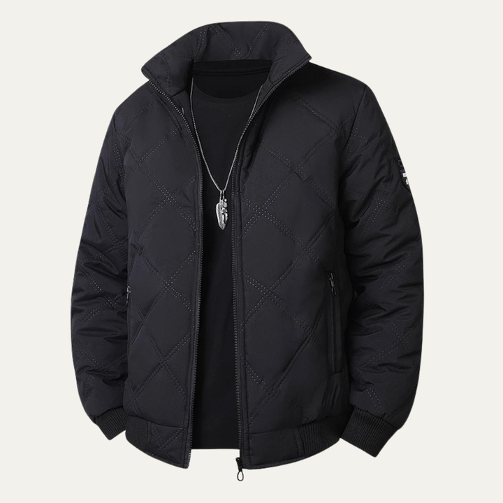 Mens Quilted Jacket High Collar Racer Style - BritishMode