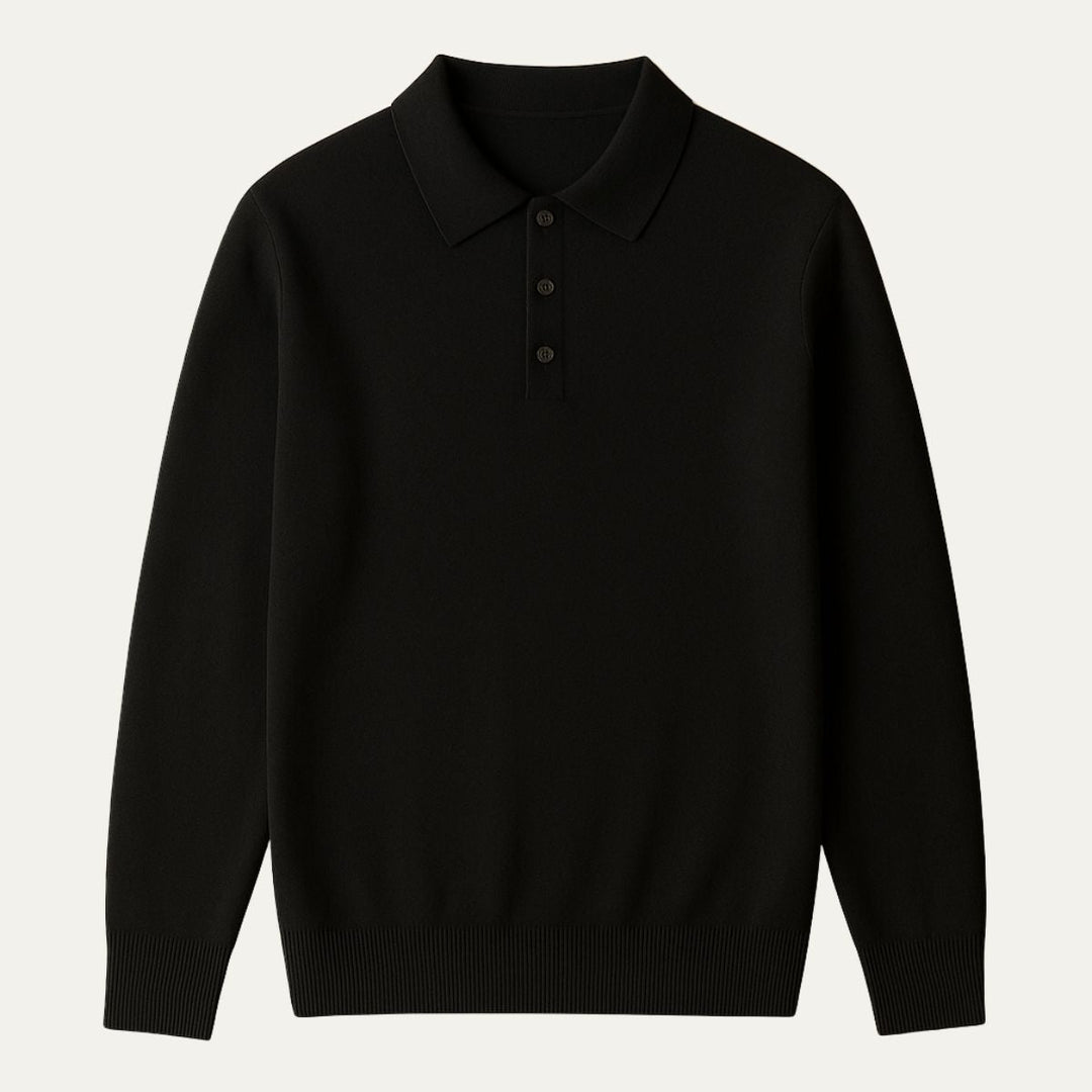 Mens Polo Sweater Long Sleeve Refined Fit - BritishMode