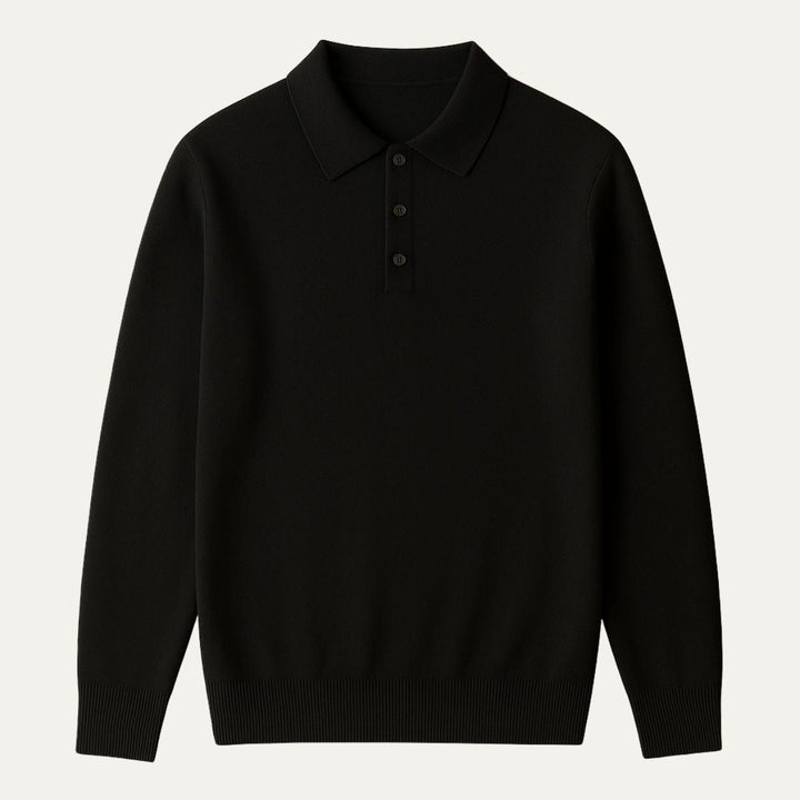 Mens Polo Sweater Long Sleeve Refined Fit - BritishMode