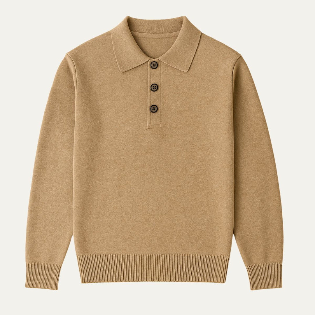 Mens Polo Sweater Long Sleeve Refined Fit