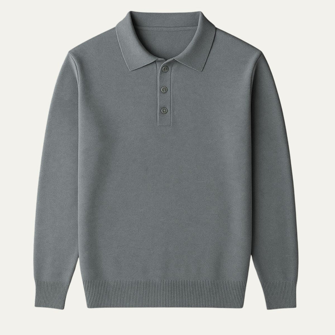 Mens Polo Sweater Long Sleeve Refined Fit