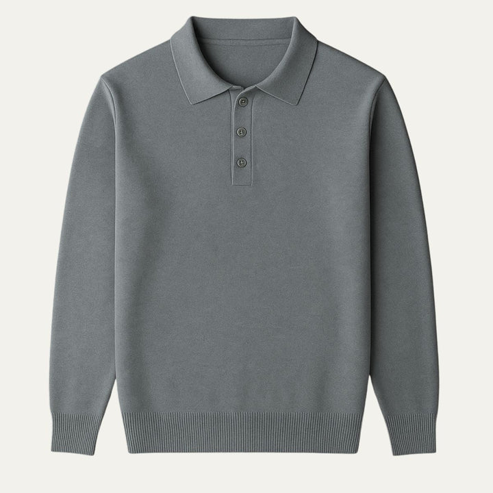 Mens Polo Sweater Long Sleeve Refined Fit