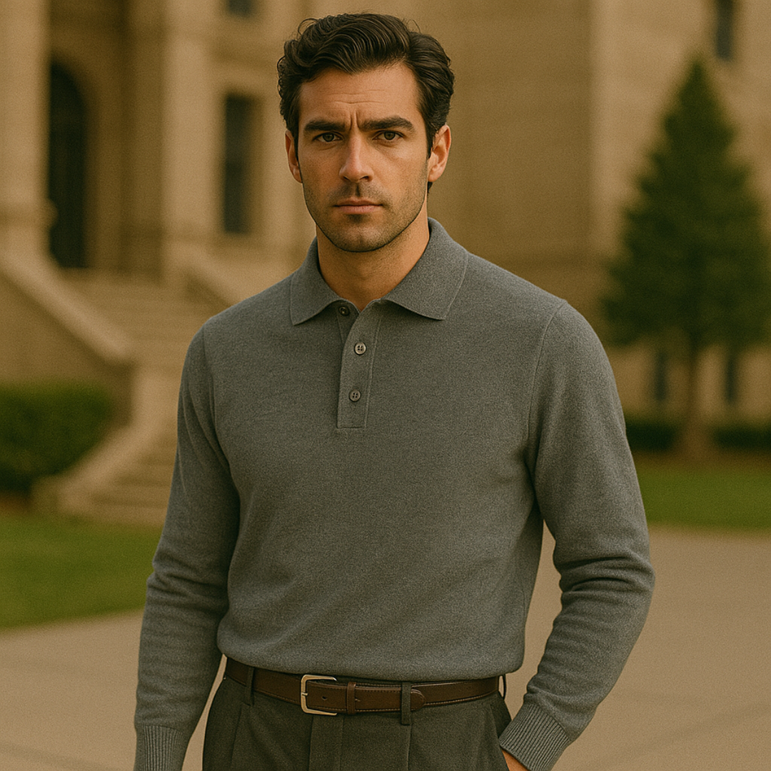 Mens Polo Sweater Long Sleeve Refined Fit