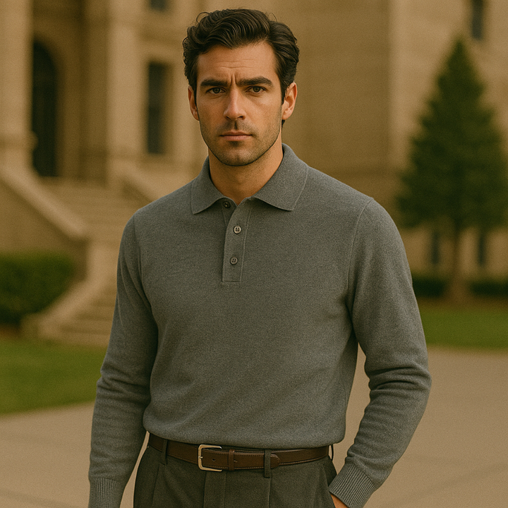 Mens Polo Sweater Long Sleeve Refined Fit