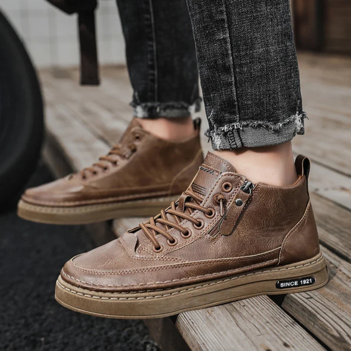 Mens High-Top Sneakers Leather Upper