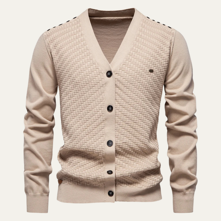 Mens V-Neck Cardigan Button Front Knit - BritishMode