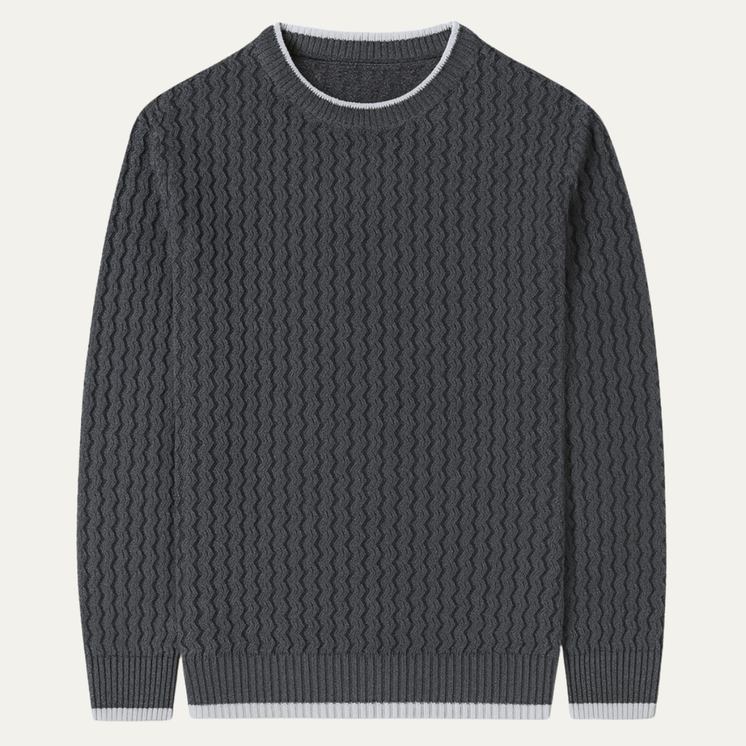 Mens Sweater Mock Neck Wavy Textured Fit