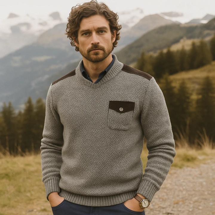 Mens Knit Sweater Crewneck Speckled Design
