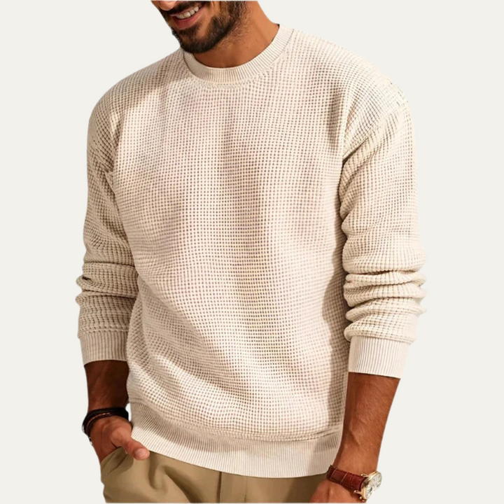 Mens Sweater Textured Waffle Knit Regular Fit - BritishMode