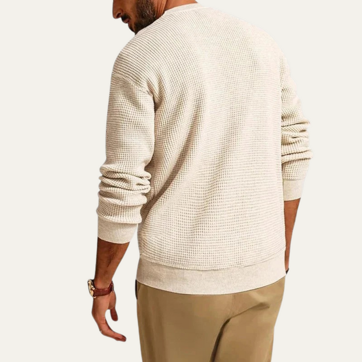Mens Sweater Textured Waffle Knit Regular Fit