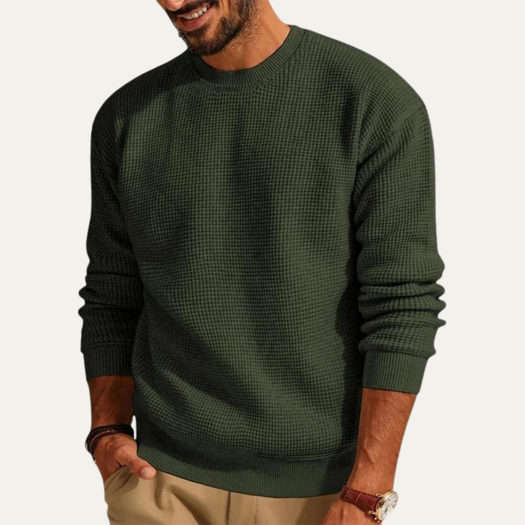 Mens Sweater Textured Waffle Knit Regular Fit