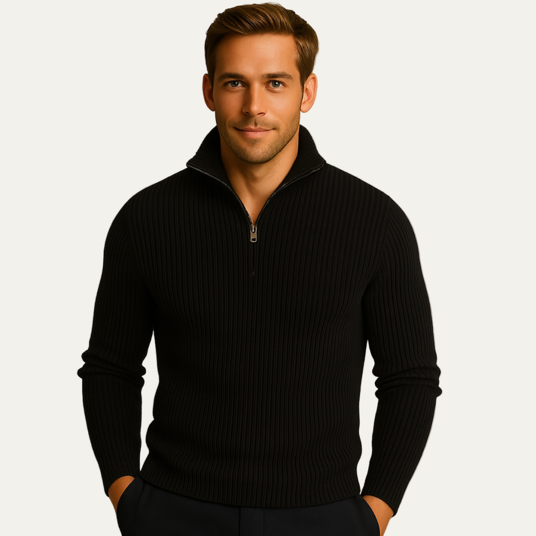 Mens Ribbed Pullover Sweater Classic Fit