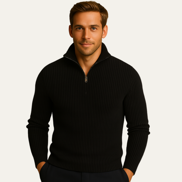 Mens Ribbed Pullover Sweater Classic Fit