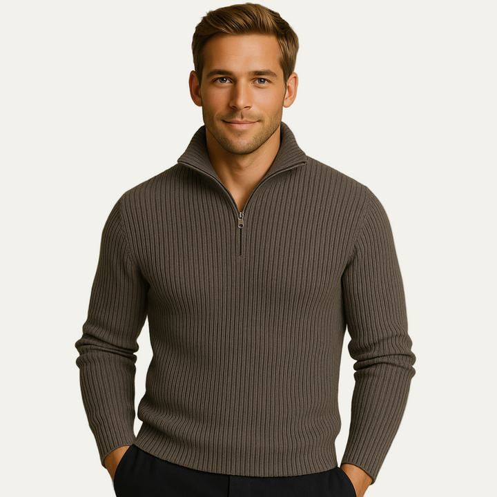 Mens Ribbed Pullover Sweater Classic Fit