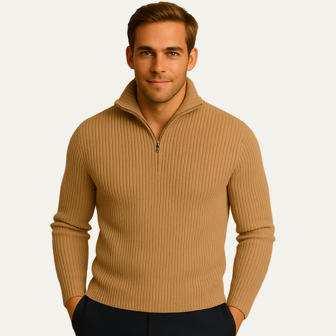 Mens Ribbed Pullover Sweater Classic Fit