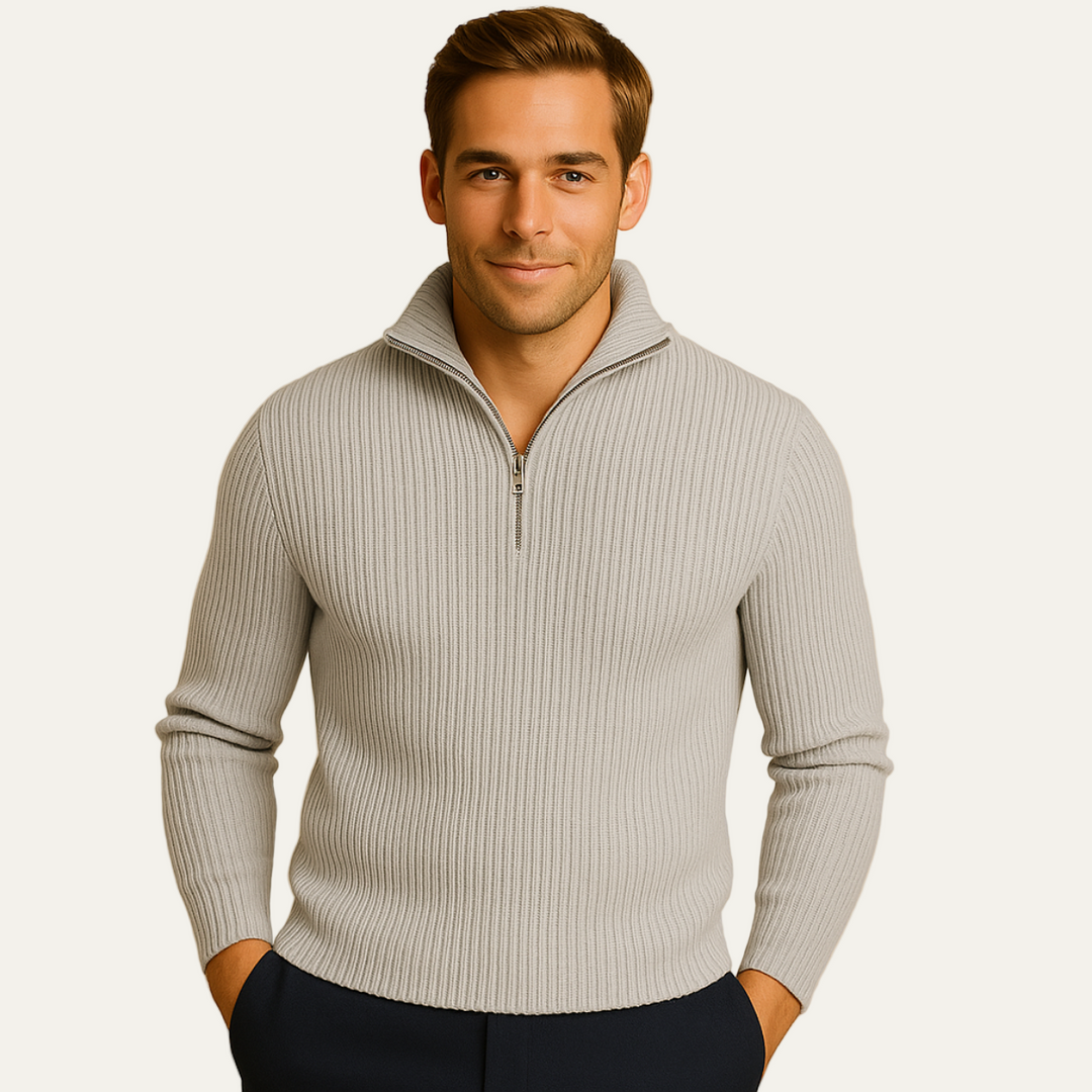 Mens Ribbed Pullover Sweater Classic Fit