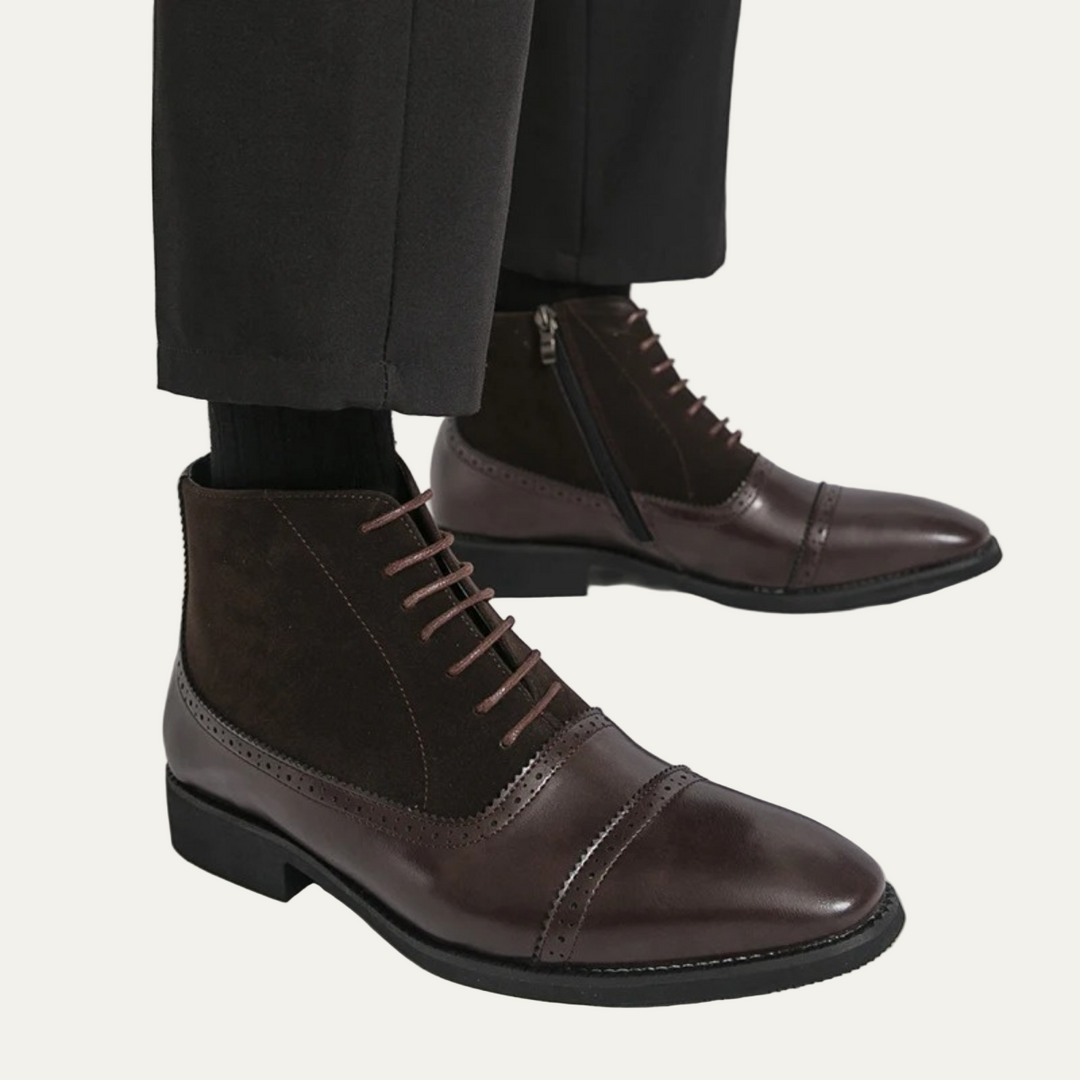 Mens Brogue Boots Leather Suede Upper